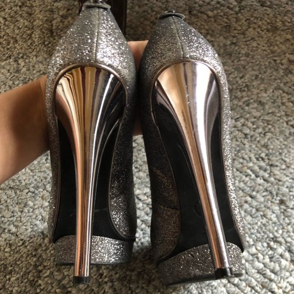 Michael Kors Grey Glitter Platform Heels - Picture 5 of 9